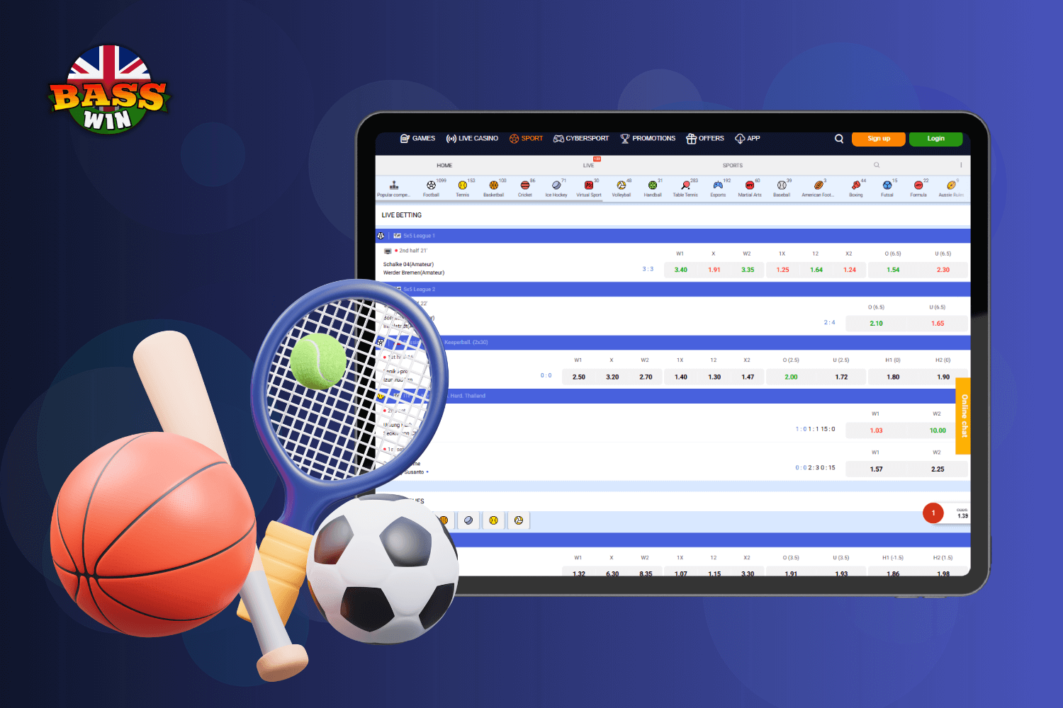 More Sports Betting Options at BassWin Casino UK